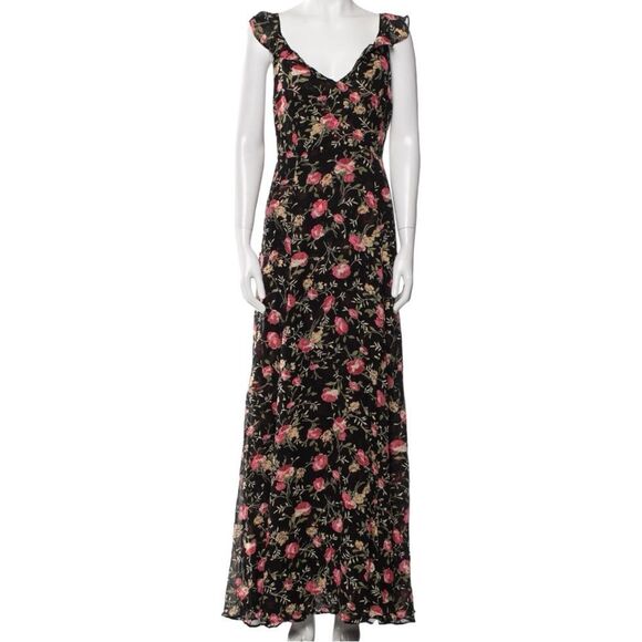 Reformation Isabella Carondelet Black Floral Maxi Dress Size 8 - Picture 9 of 14